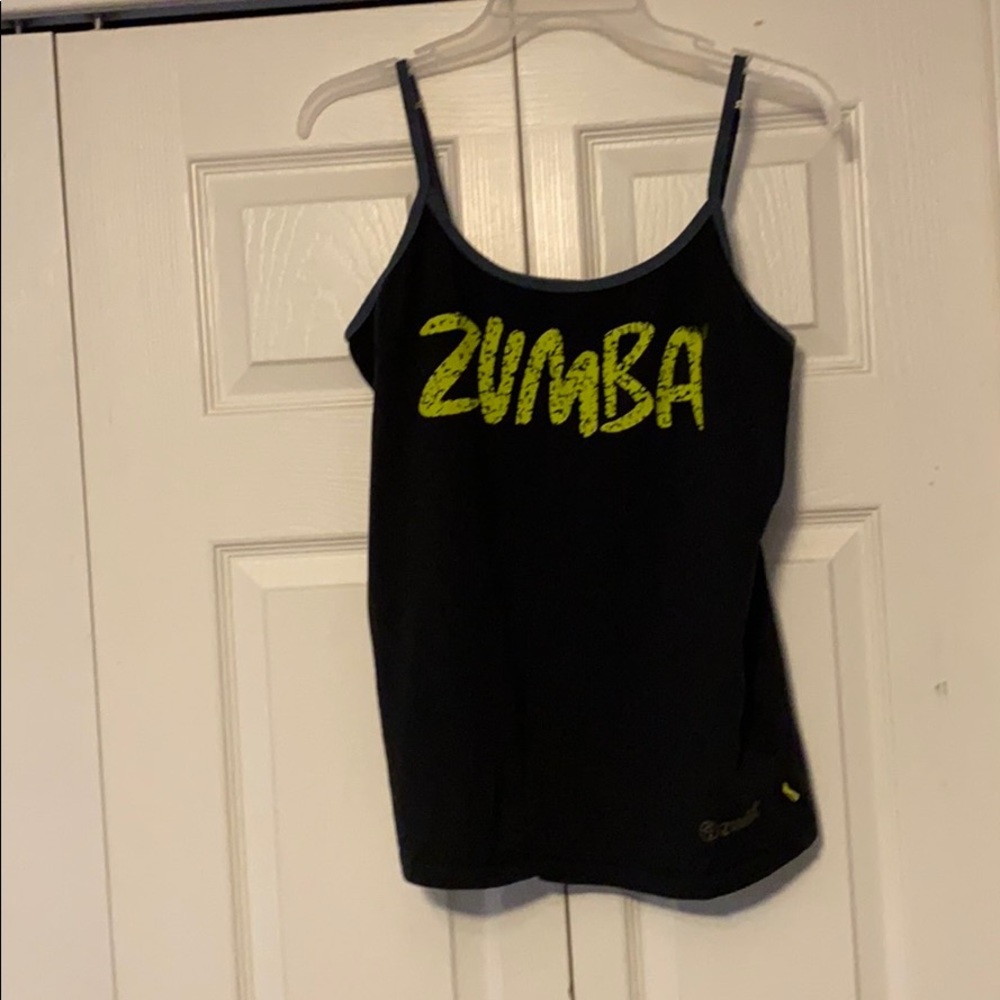 Black, gray, white, and neon green tank top